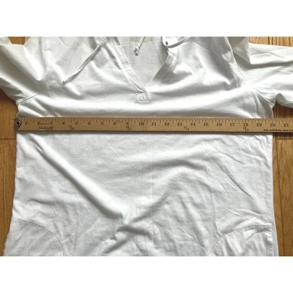 LL Bean Womens White 100% Cotton Hooded Tunic Swim Cover Up 3/4 Sleeve Size M - Picture 6 of 7
